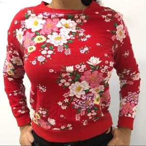 H&M Red Floral Sweatshirt/Long Sleeve
